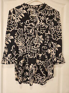 Ava & Grace Blouse Black & Cream Print Size Small